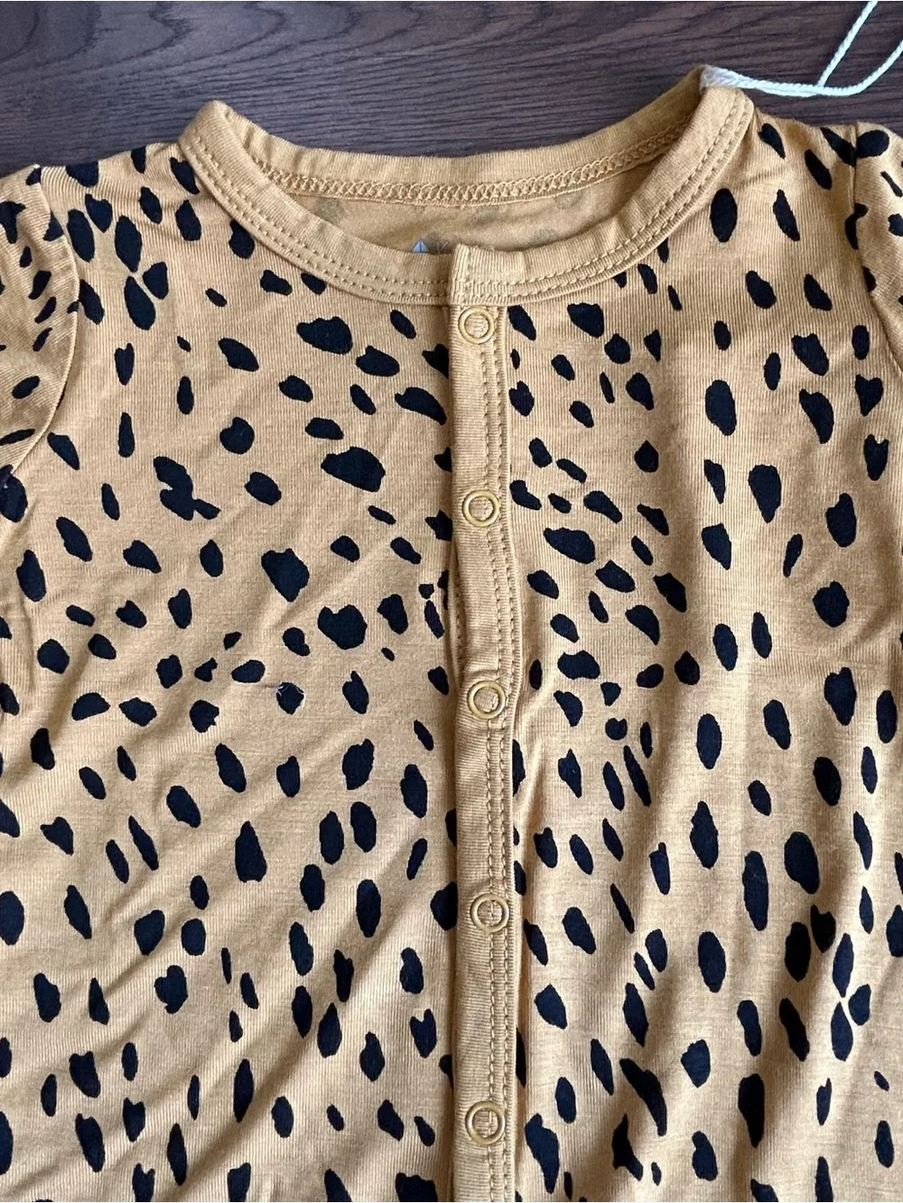 Kyte Snap Bamboo Romper in Marigold Cheetah 6-12m